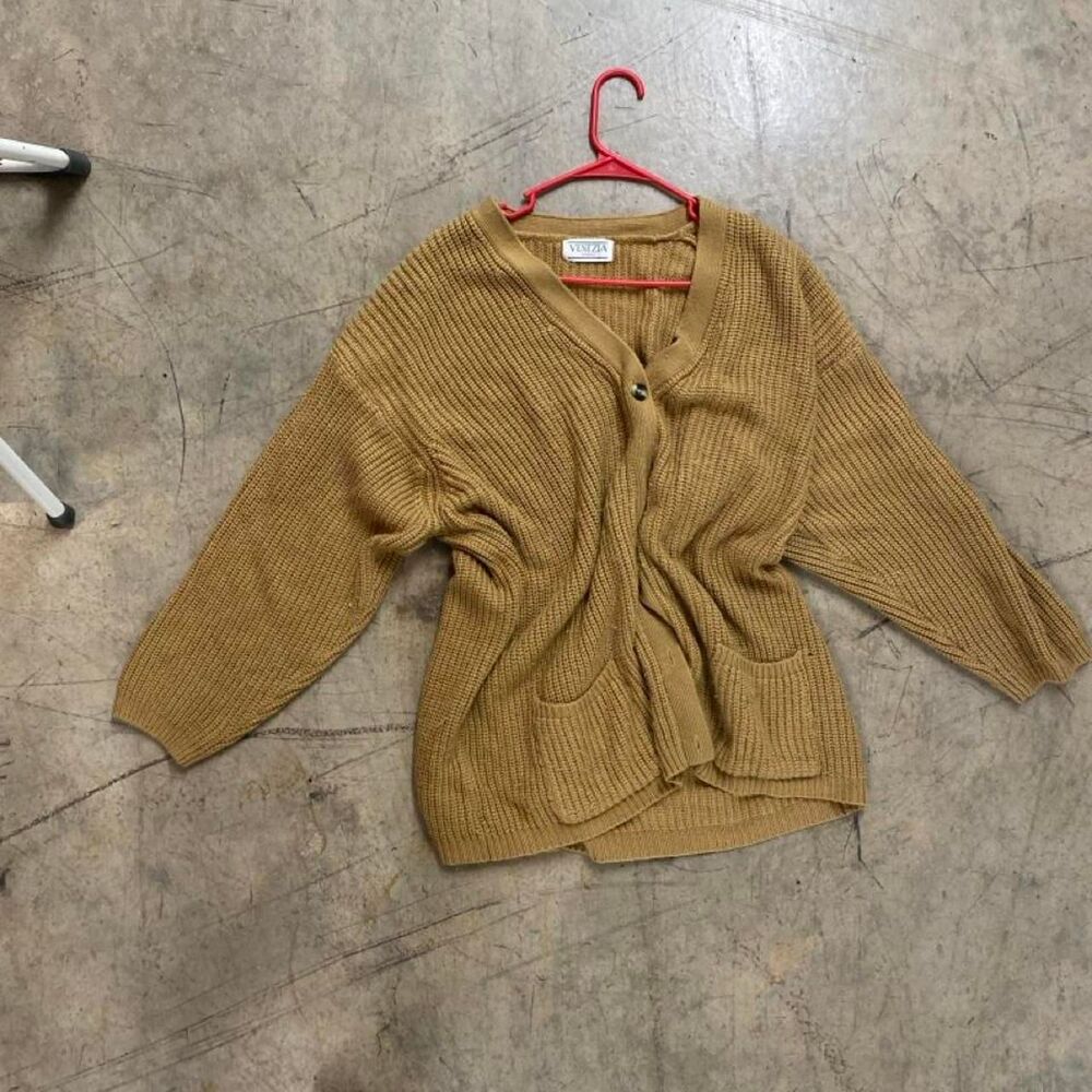 Women's Tan and Yellow Cardigan- xl